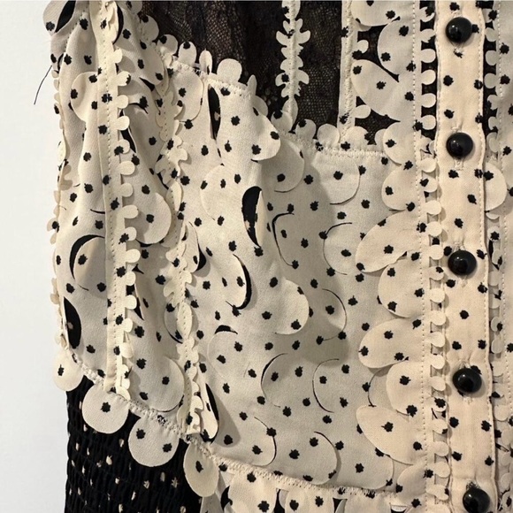 Byron Lars Lasercut Black and Cream Lace Sheath Midi Dress Kentucky Derby - Picture 8 of 13